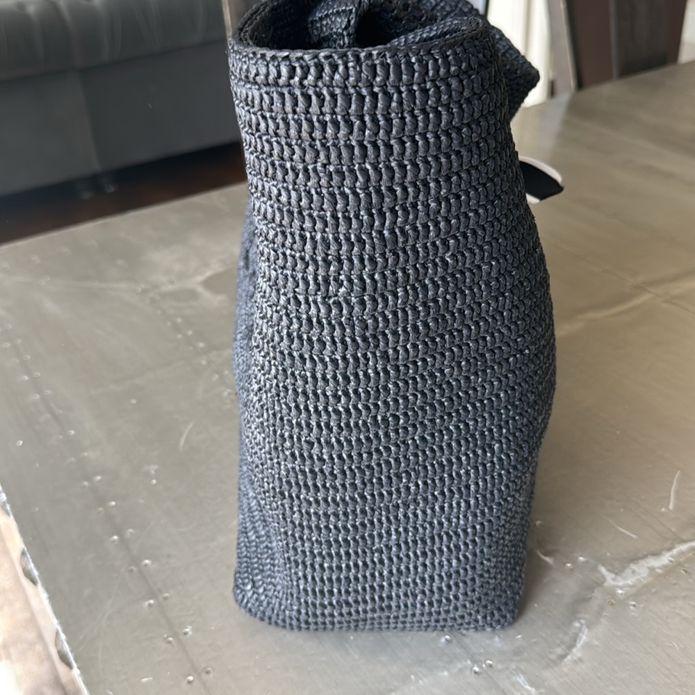 Ysl saint laurent large raffia tote shopper bag travel beach black  bag $2550 - Picture 4 of 11